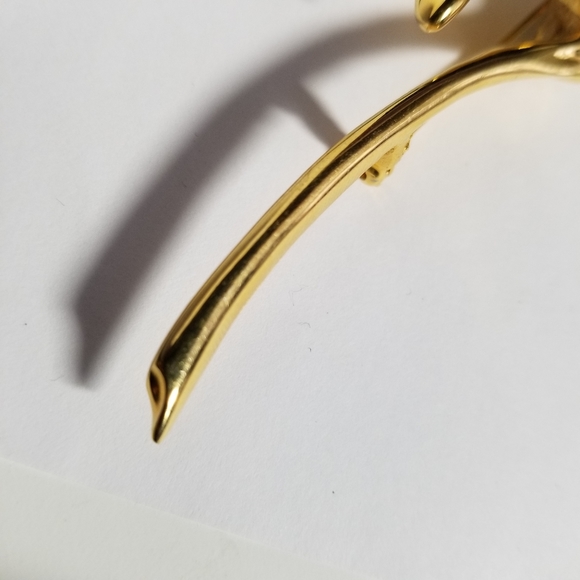 Vintage Marvella brooch large floral flower gold tone pearl big calla pin - Picture 10 of 15